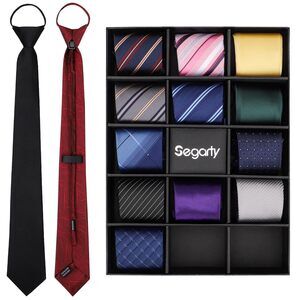 4731 Tie Set, 14 Pcs Stripe Solid Assorted Neck Ties Pack , Skinny Pretied
